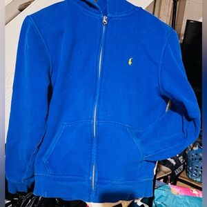 Blue Zip-Up Hoodie with Logo